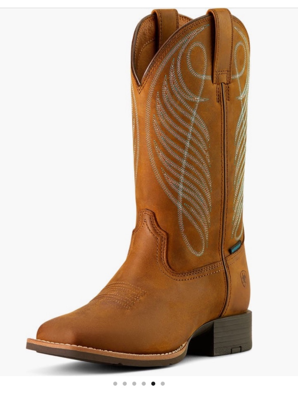 Ariat Round Up Square Toe Leather Waterproof Western Boot Distressed Brown 9.5